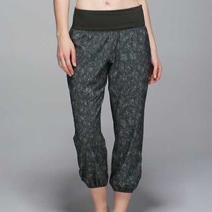 Green Leaf Print Lululemon Om Pants